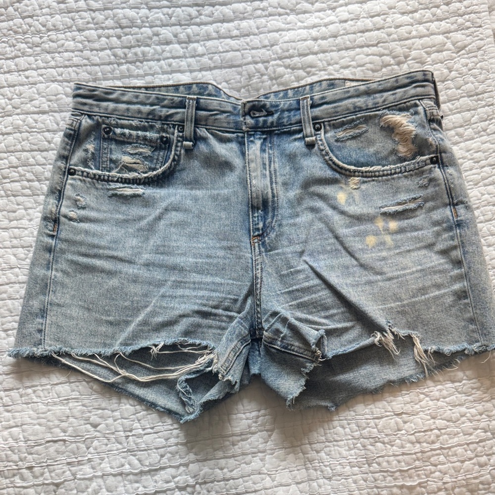 rag & bone Light Blue Distressed Jean Shorts